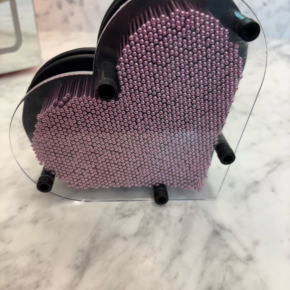 Heart-Shaped Pink Pin Art Sculpture